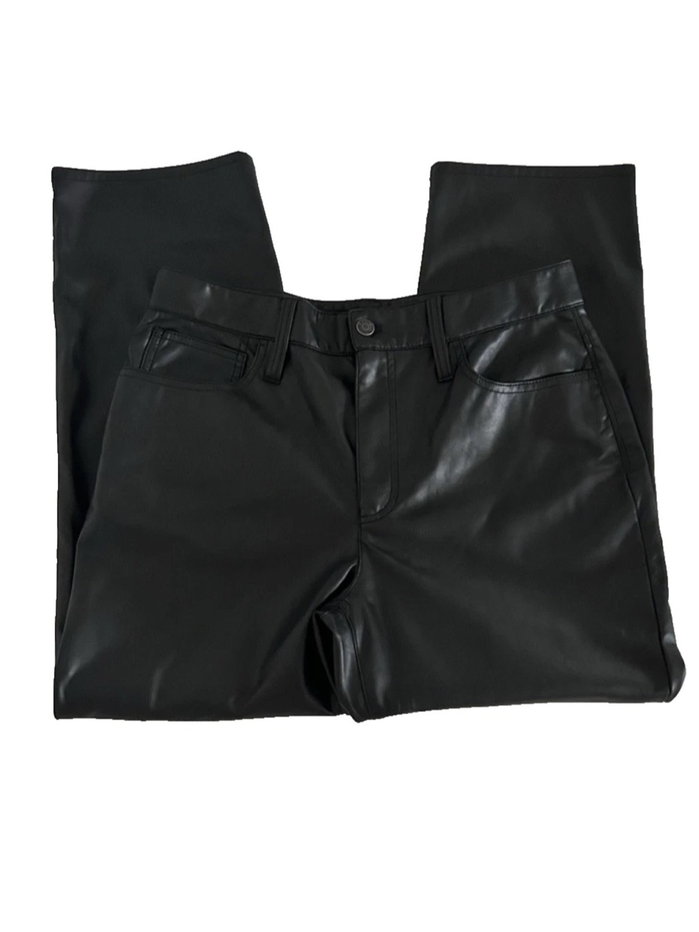 Madewell | The Perfect Vintage Straight Jeans Womens Size 30P Black Faux Leather - Picture 5 of 15